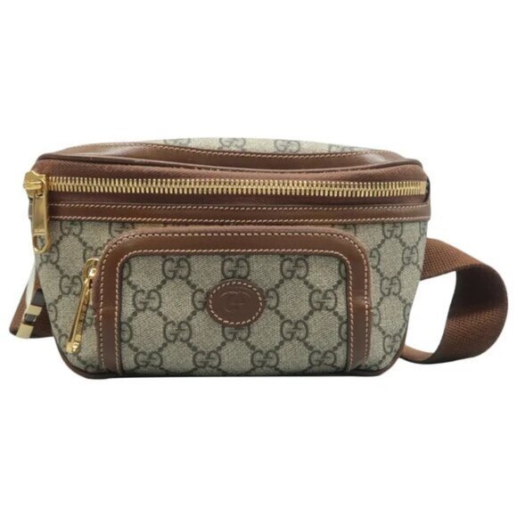 Gucci Handbags - GUCCI Interlocking G Brown Canvas Belt Bag 635-071025